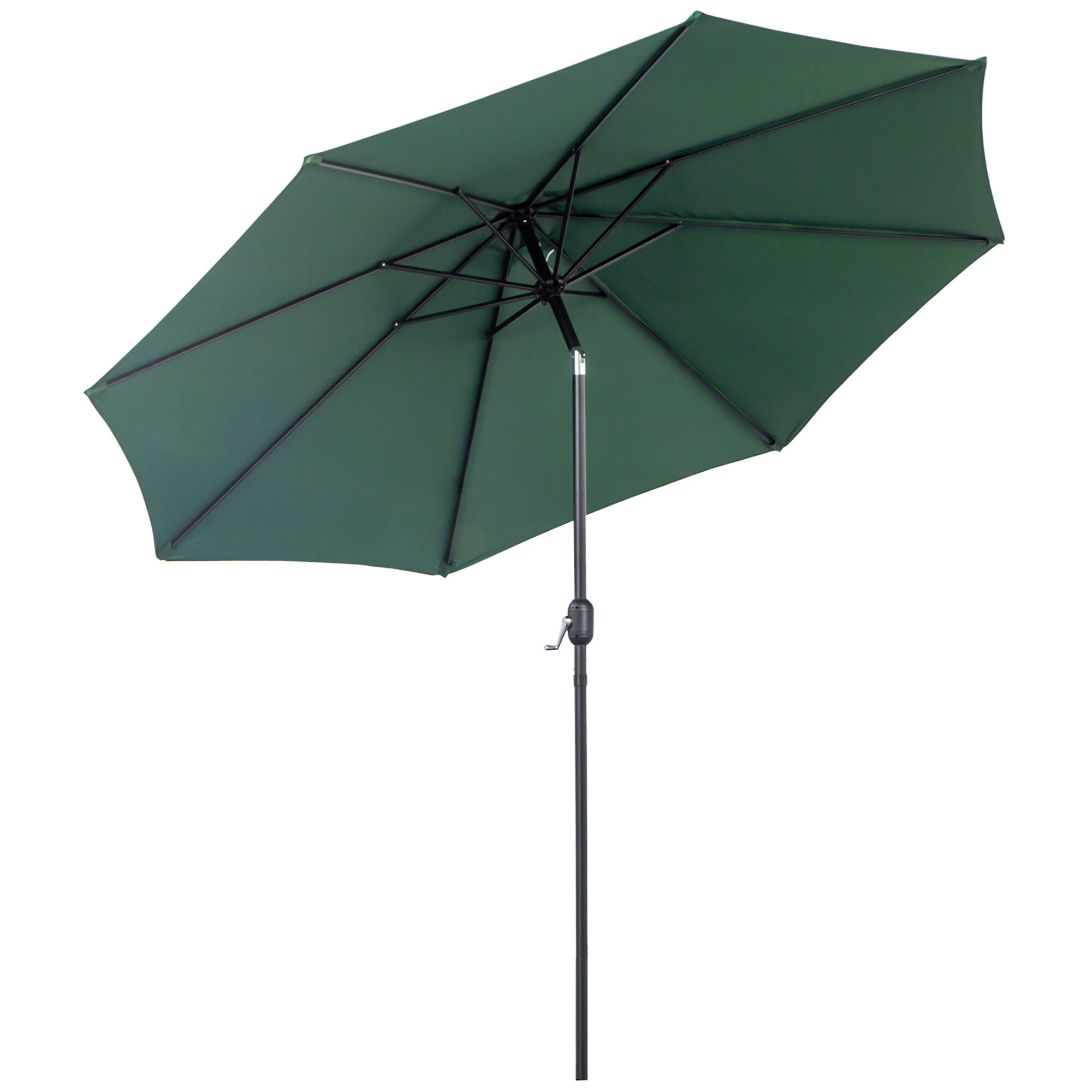 Outsunny Sombrilla de Jard&iacute;n &Oslash;295x250 cm con Manivela Parasol Exterior con Mecanismo de Inclinaci&oacute;n y Poste Desmontable de Metal para Terraza Piscina Patio Verde, , large Imagen numero 1