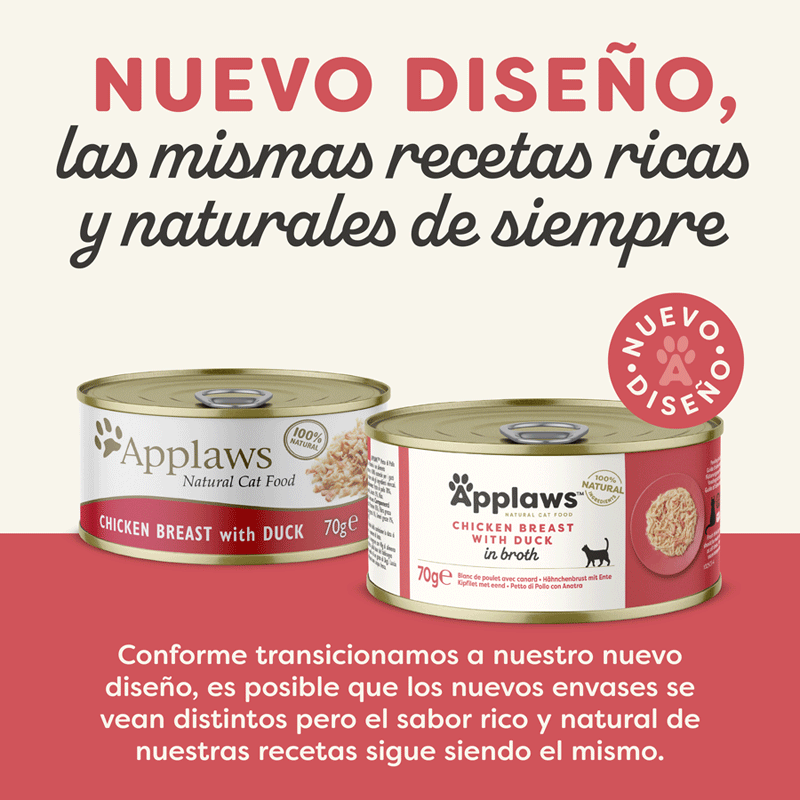 70 g Applaws Pollo y Pato en caldo lata para gatos, , large Imagen numero 2