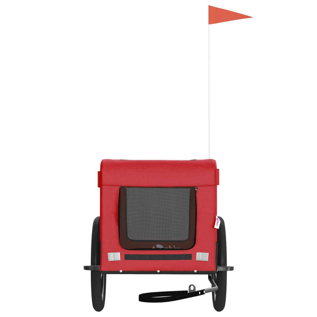 vidaXL Remolque de bicicleta para perros hierro tela Oxford rojo negro, , large Imagen numero 12