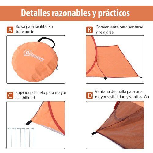 Tienda de campaña Pop-Up Outsunny color Naranja thumbnail