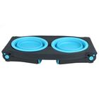 Comedero doble elevado ajustable grande color Azul, , large image number null