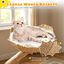 COSTWAY Rascador para Gatos, Árbol para Gatito Moderno de Madera Maciza, 122 cm Torre Gatos Rascador con Plataforma Forma de Flores, 2 Nidos con Cojines, Poste de Yute, Bola Colgante, Blanco y Natural, , large indicador imagen numero 3