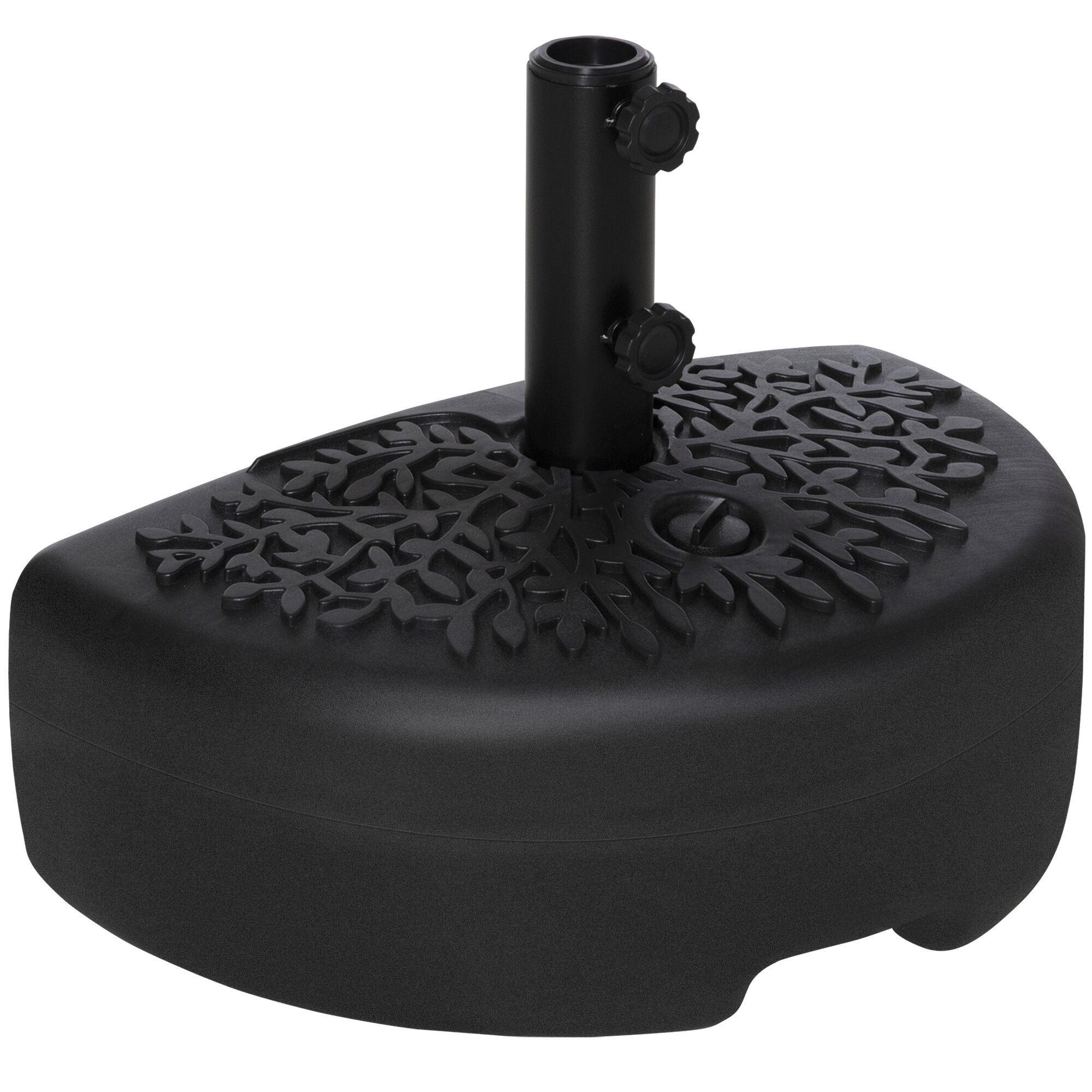 Outsunny Base de Pared para Sombrilla &Oslash;38/48 mm Soporte Semicircular de Parasol Rellenable de Arena 21 kg o Agua 18 kg para Jard&iacute;n Patio Terraza Exterior 50x31x18 cm Negro, , large Imagen numero 1