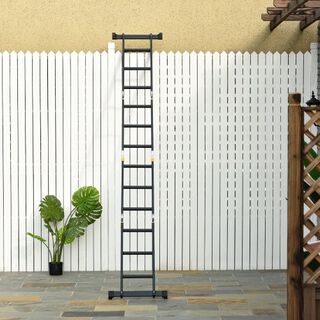 Escalera multiusos plegable con escalón caballete  color Negro