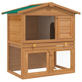 Conejera para exterior de dos plantas color Madera