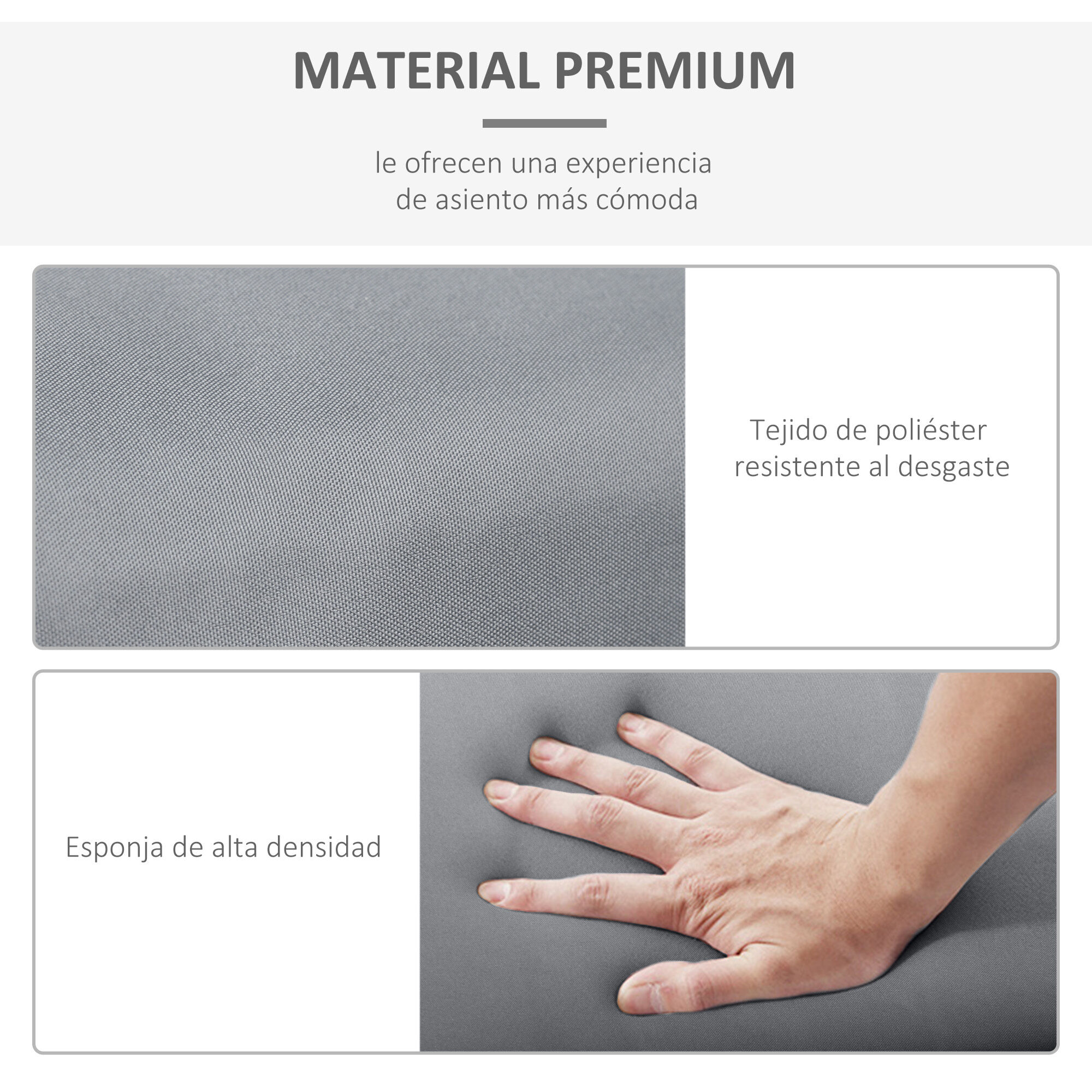 Outsunny Cojines para Tumbona Gris, , large Imagen numero 5