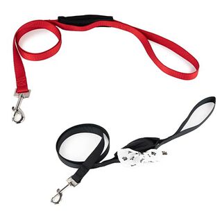 Ibañez correa nylon con portabolsas elástico rojo para perros 
