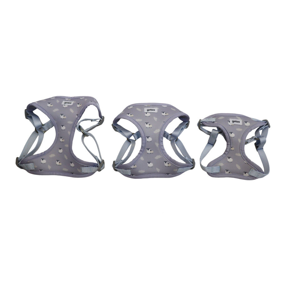 Gotoo Arnés ajustable estampado ovejitas gris para cachorros thumbnail