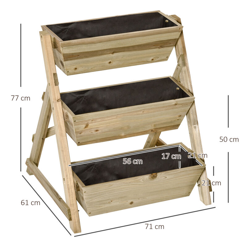 Outsunny Jardinera de Escalera de 3 Niveles Natural para exterior thumbnail