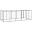 Vidaxl perrera de acero con puerta de bisagra negra para perros, , large indicador imagen numero 12