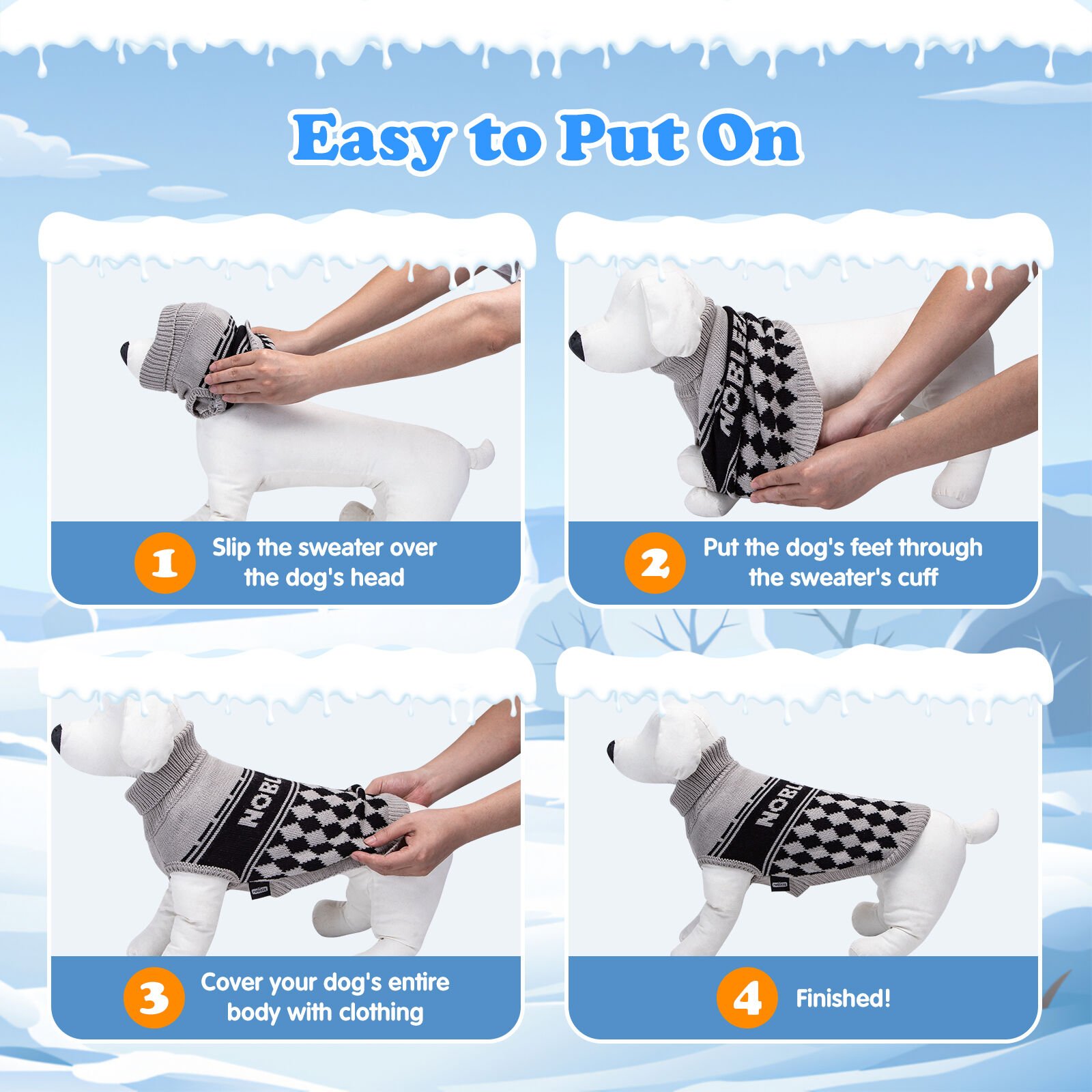 Nobleza Jersey perro Peque&ntilde;o, Jersey El&aacute;stico para Perros con Cuello Alto, Su&eacute;ter Tipo Jersey para Perros Peque&ntilde;os, Ropa de Abrigo de Ganchillo de Punto para Perros Peque&ntilde;os Medianos, Gris, S, , large Imagen numero 5