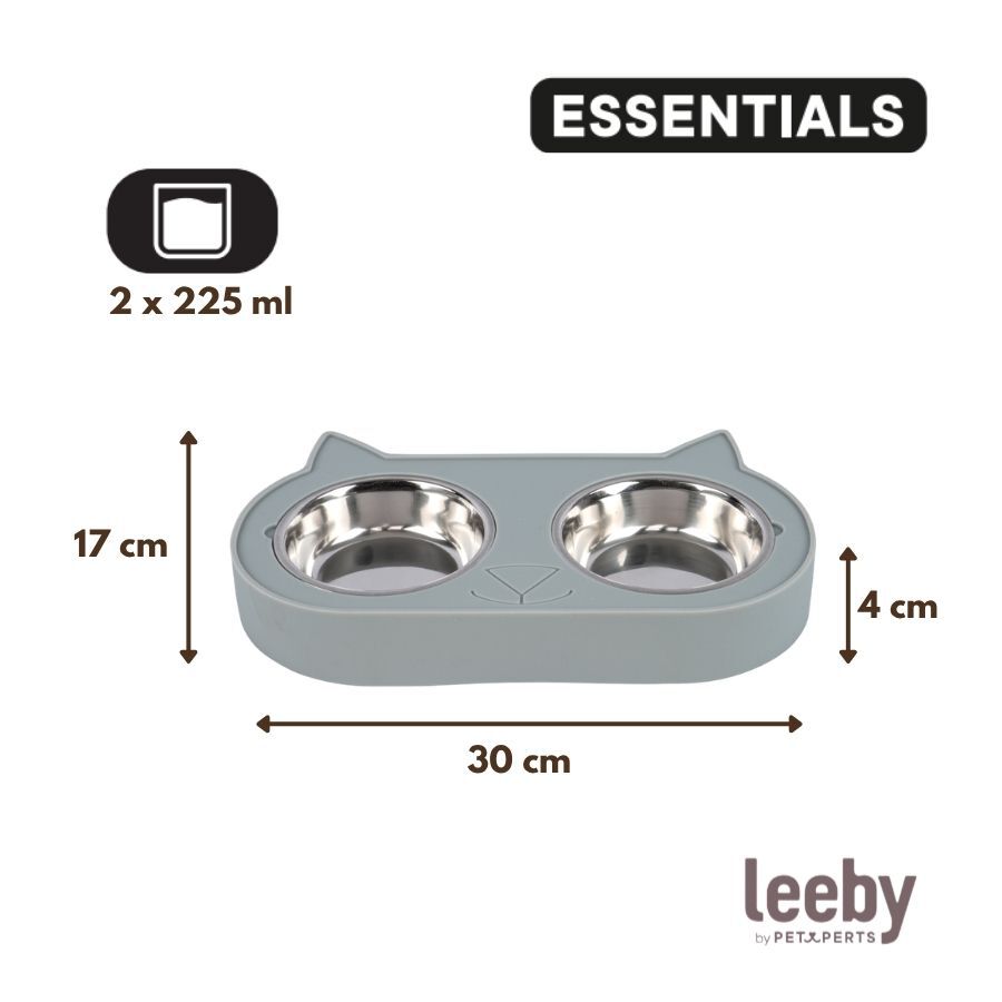 Leeby Comedero Doble de Acero Inoxidable Color Verde para gatos, , large Imagen numero 4