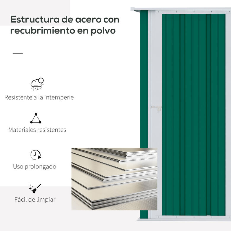 Outsunny Cobertizo Exterior de Metálico con Puerta Cerradura y Orificios de Drenaje para Almacenamiento thumbnail