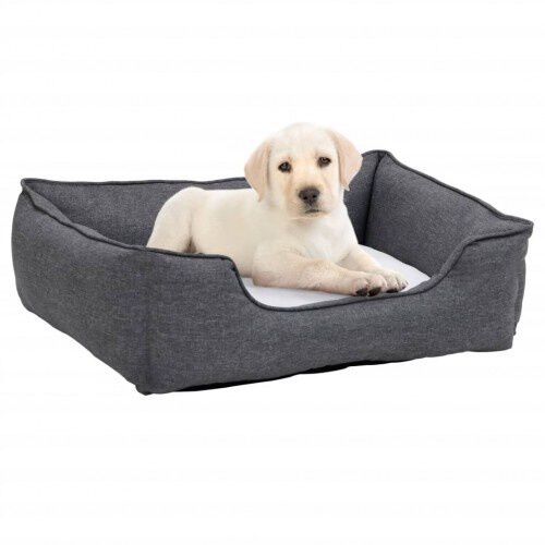 Vidaxl sof&aacute; acolchado rectangular con coj&iacute;n gris y blanco para perros, , large Imagen numero 1