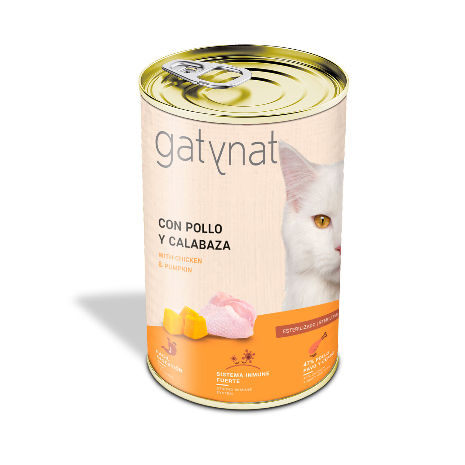 Dibaq Gatynat Pollo y Calabaza, 400g x 12 latas para gatos