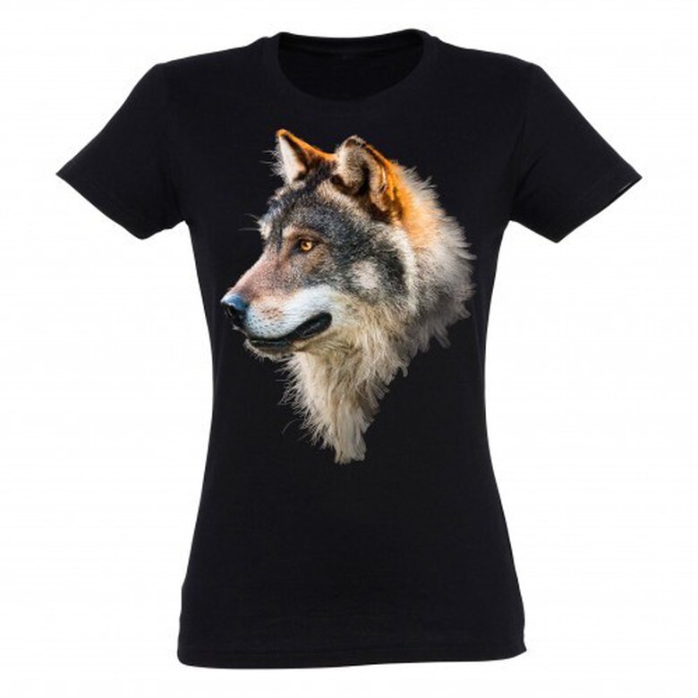 Camiseta Mujer Lobo perfil color Negro, , large image number null