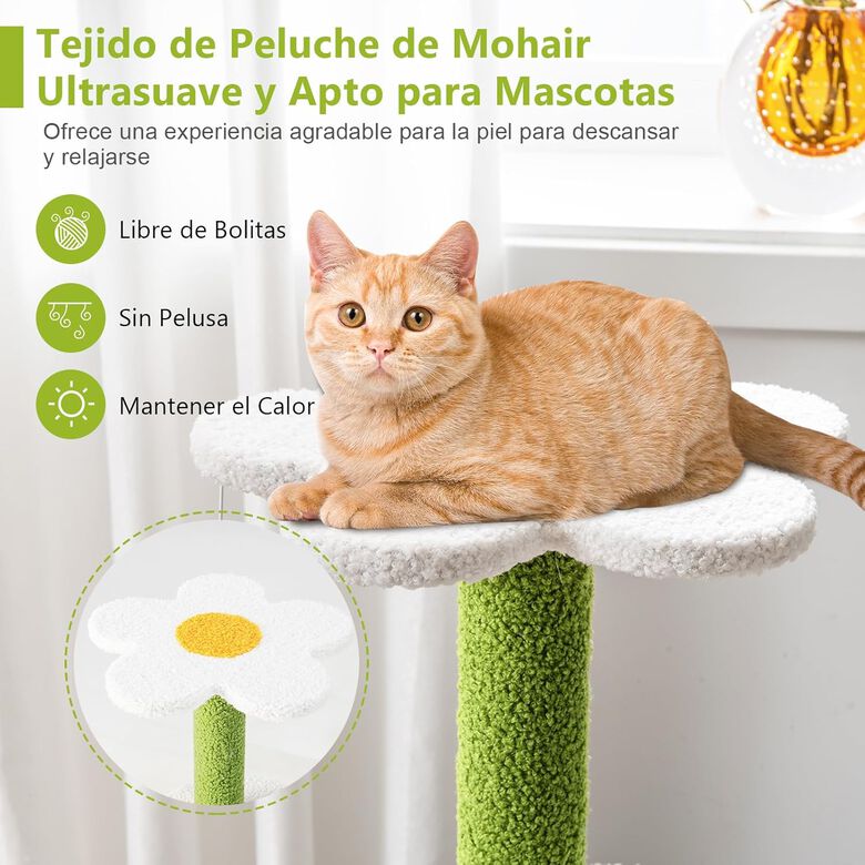 COSTWAY Árbol para Gatos en Forma de Flor con Rascador Cubierto de Sisal para gatos thumbnail