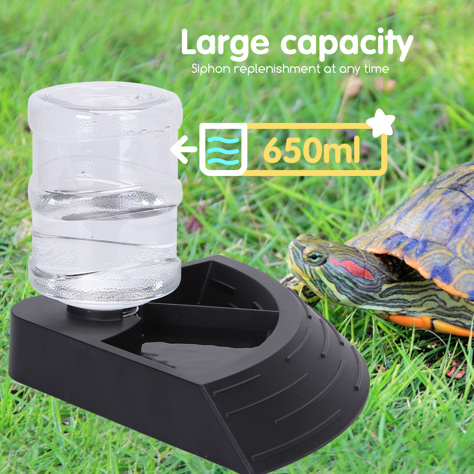 Nobleza - Alimentador Autom&aacute;tico de Reptiles Cuenco de Agua y Comida para Reptiles Bandeja de Agua de Reptiles Dispensador de Agua de Tortuga con Botella, Talla L, , large Imagen numero 3