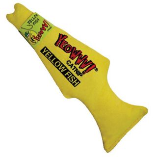 Peluche para gatos con forma de pez y hierba gatera color Amarillo