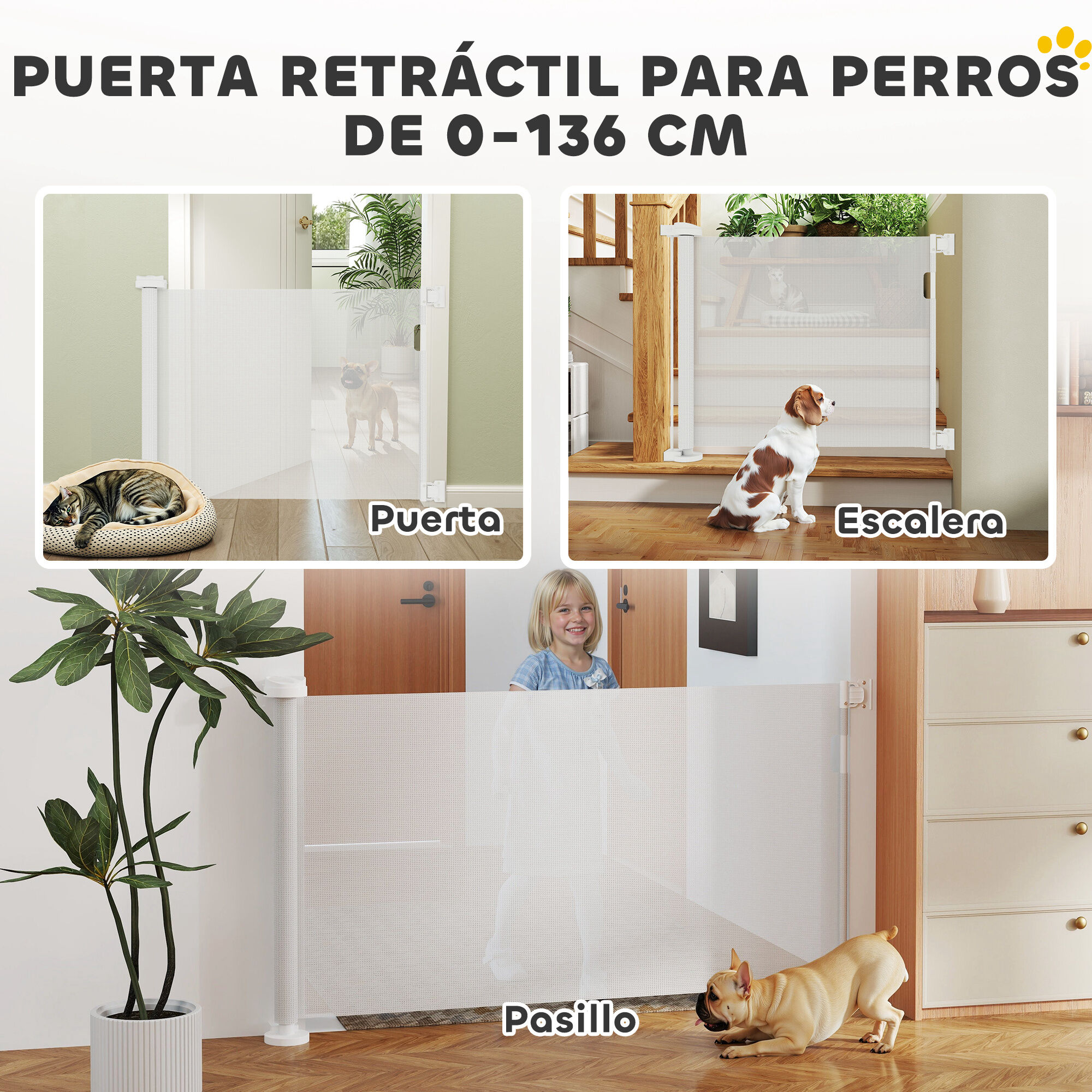 PawHut Barrera para Perros Blanco thumbnail