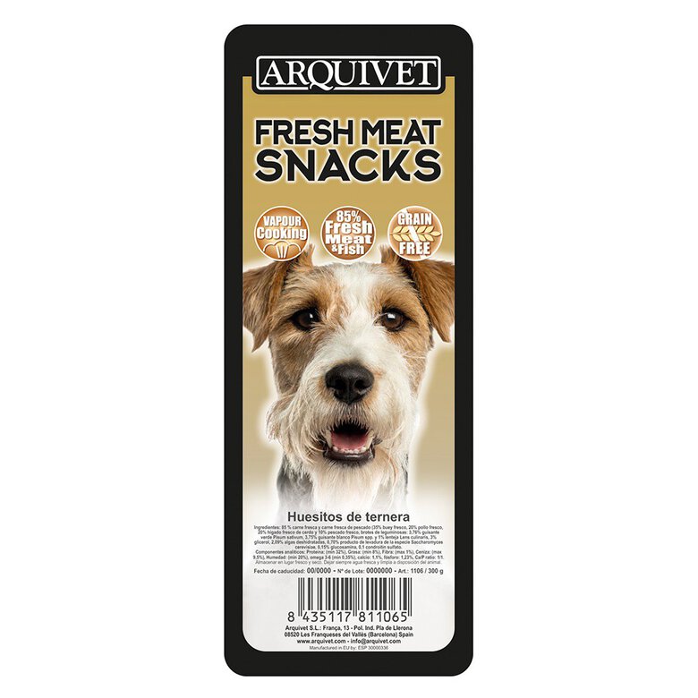 Huesitos Fresh Meat Dog Snacks Arquivet para perros sabor Ternera, , large image number null