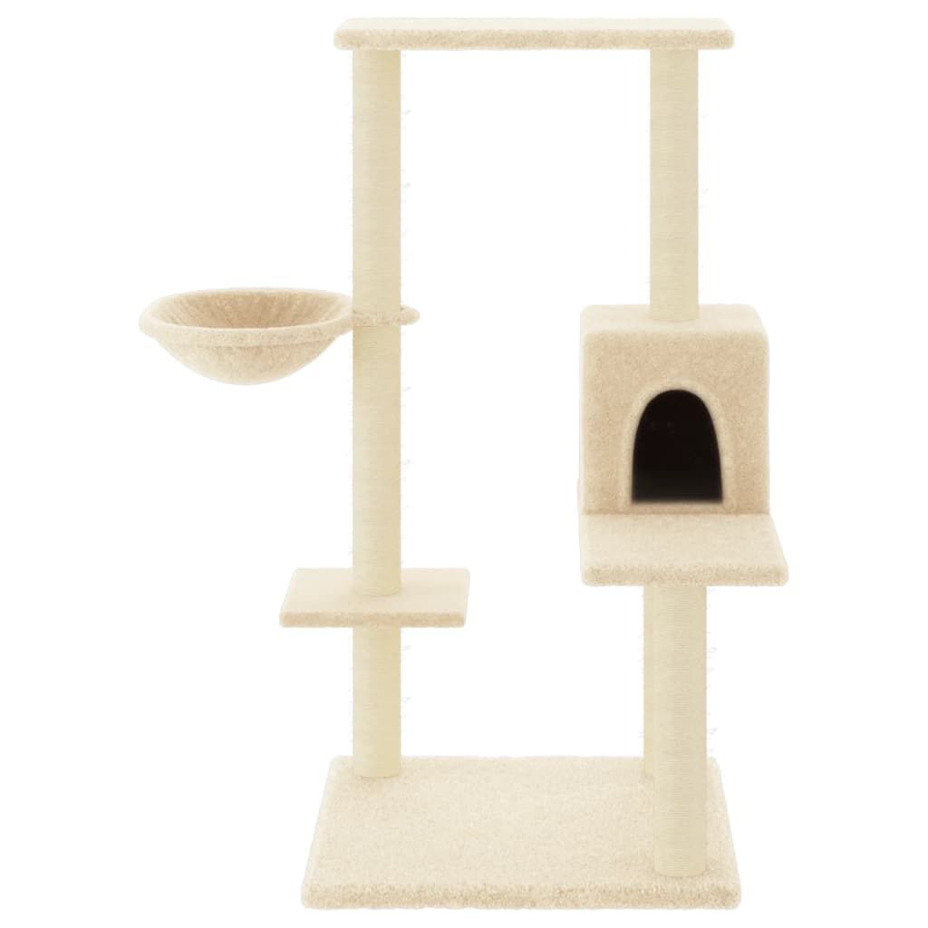 vidaXL Rascador para gatos con postes de sisal color crema 95 cm, , large Imagen numero 2