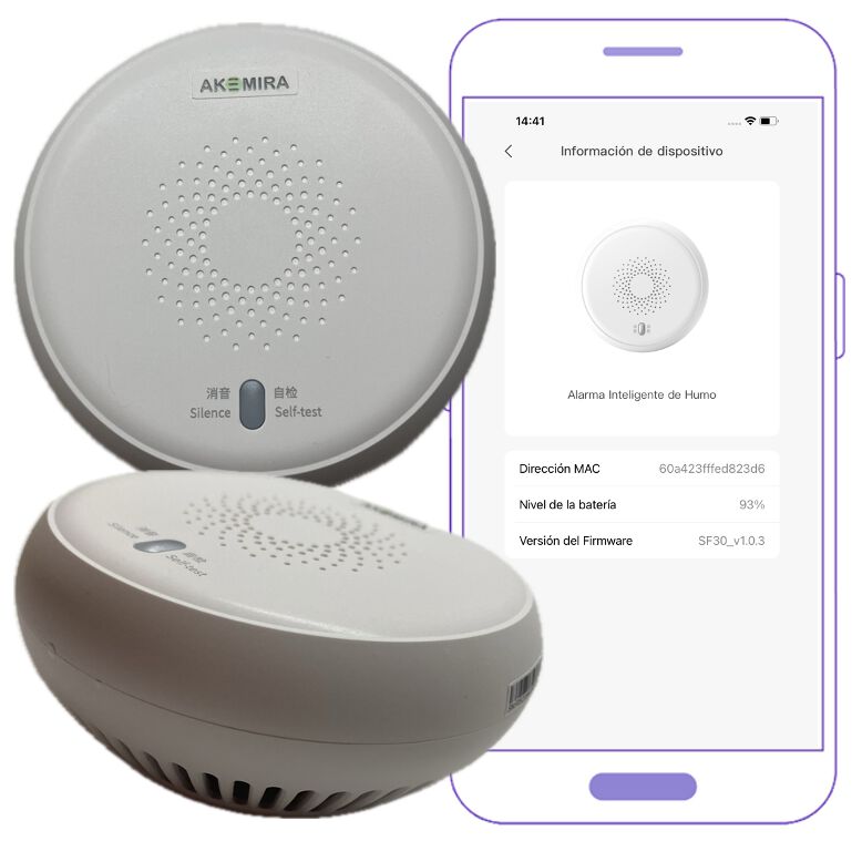 Akemira Conjunto Detector humo Zigbee y Hub, Bot&oacute;n de test, 80db, , large Imagen numero 2