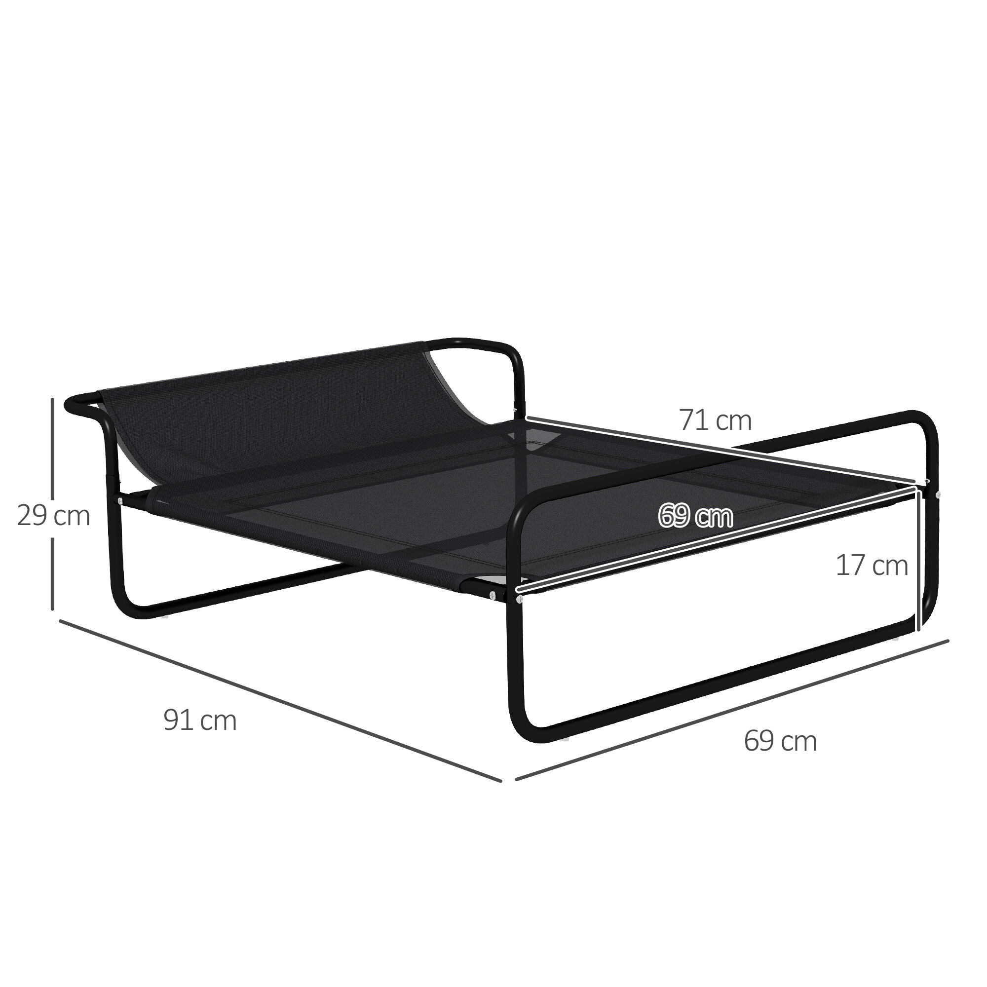 PawHut Cama Elevada Perros Negro, , large Imagen numero 8