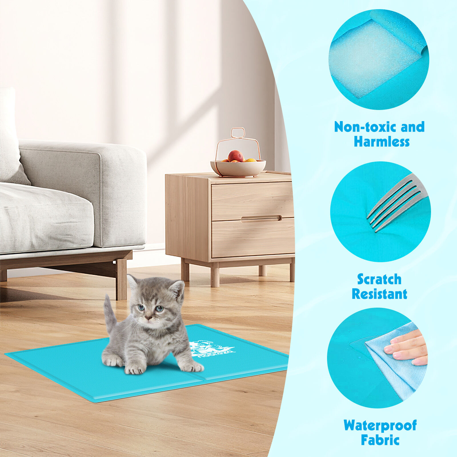 Nobleza Alfombra Refrescante para Perros Gatos, Auto Refrigerante No t&oacute;xico. Alfombra de Gel Activada por Presi&oacute;n para Perros Gatos, , large Imagen numero 4