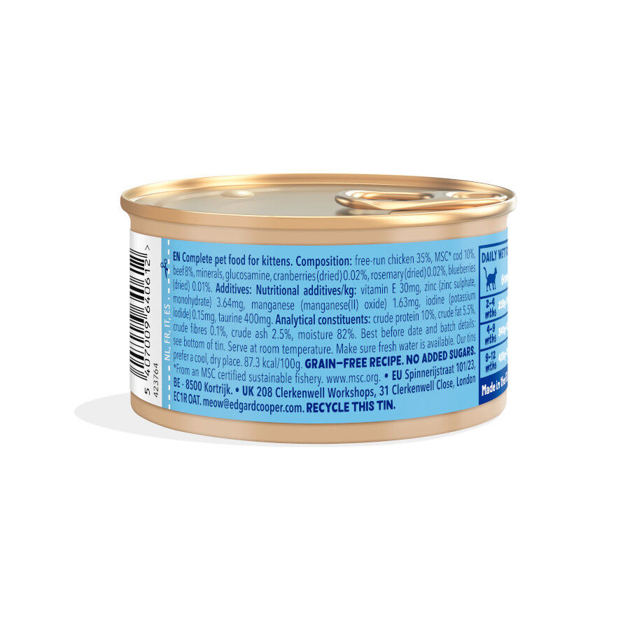 85 g Edgard & Cooper Trocitos de Pollo en Salsa lata para gatos, , large Imagen numero 6