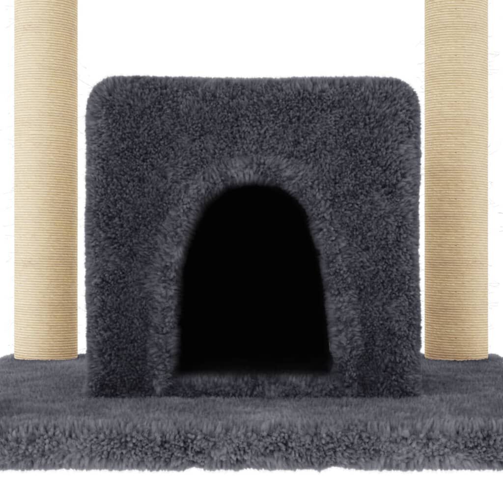 vidaXL Rascador para gatos con postes de sisal gris oscuro 154 cm, , large Imagen numero 4