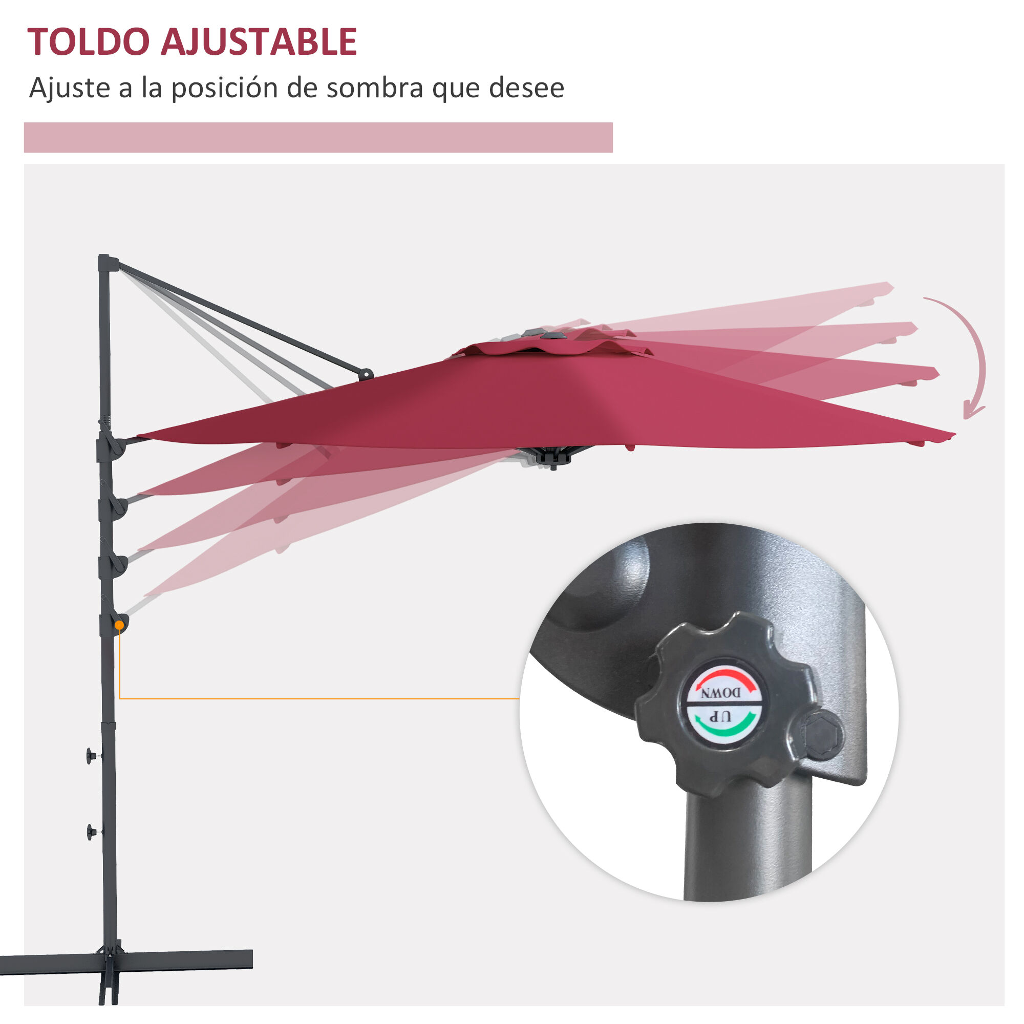 Outsunny Sombrilla de Jardín Rojo Vino thumbnail