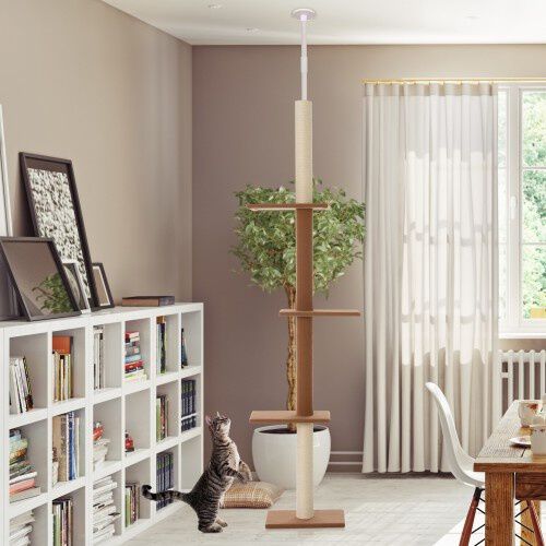 PawHut Rascador de suelo a techo PawHut para gatos color Marr&oacute;n, , large Imagen numero 2