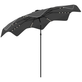 Outsunny Sombrilla De Jardín Gris Oscuro Parasol De Terraza Manuall 
