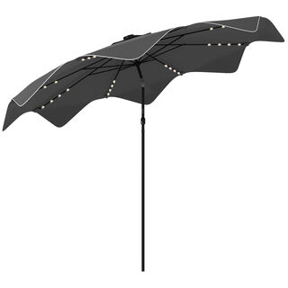 Outsunny Sombrilla De Jardín Gris Oscuro Parasol De Terraza Manuall 