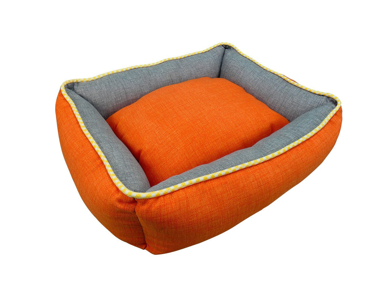 Cama Cuna Cuadrada Bicolor Reversible T4 70x60  Naranja/Gris, , large Imagen numero 1