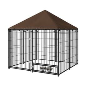 PawHut Perrera Negra Met&aacute;lica de exterior para perros