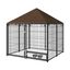 PawHut Perrera con Toldo Parque para Perros Met&aacute;lica de Exterior con Soporte Giratorio para Comida 2 Cuencos para Patio Jard&iacute;n Terraza 141x141x151 cm Negro, , large indicador imagen numero 2