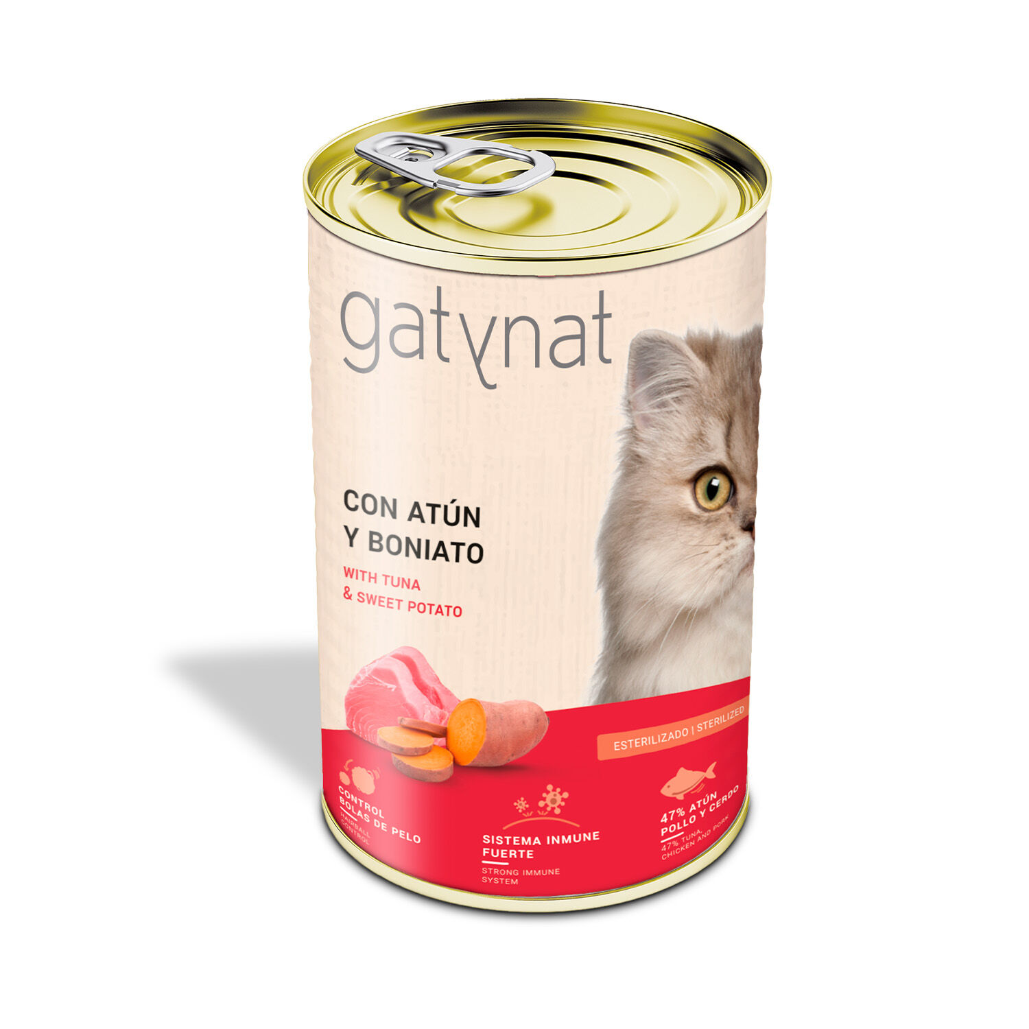 Dibaq Gatynat Atún con boniato, 400g x 12 latas para gatos
