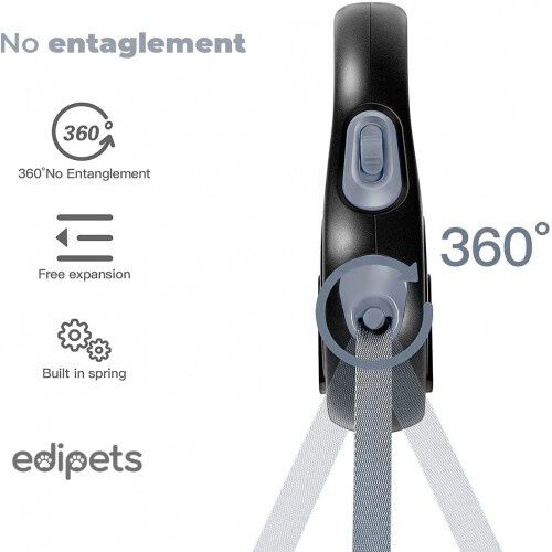 Edipets correa extensible ajustable gris y negro para perros thumbnail