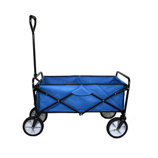 MonsterShop Carretilla Plegable Azul con Funda Impermeable