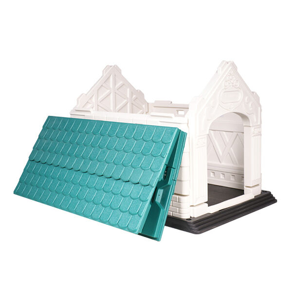Nobleza Caseta para Perros de Pl&aacute;stico, Impermeable Perro Casa, Resistente A La Intemperie y Al Agua, con Tejado A Dos Aguas, Uso en Interior y Exterior (M 88x69x68 cm), , large Imagen numero 5