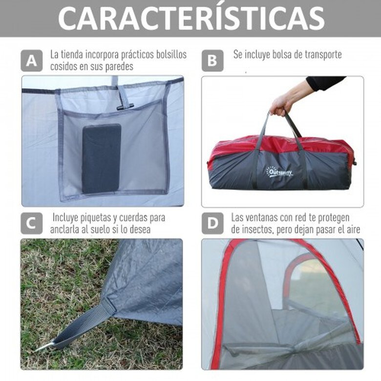 Tienda de camping grande con bolsa de Transporte color Gris, , large image number null