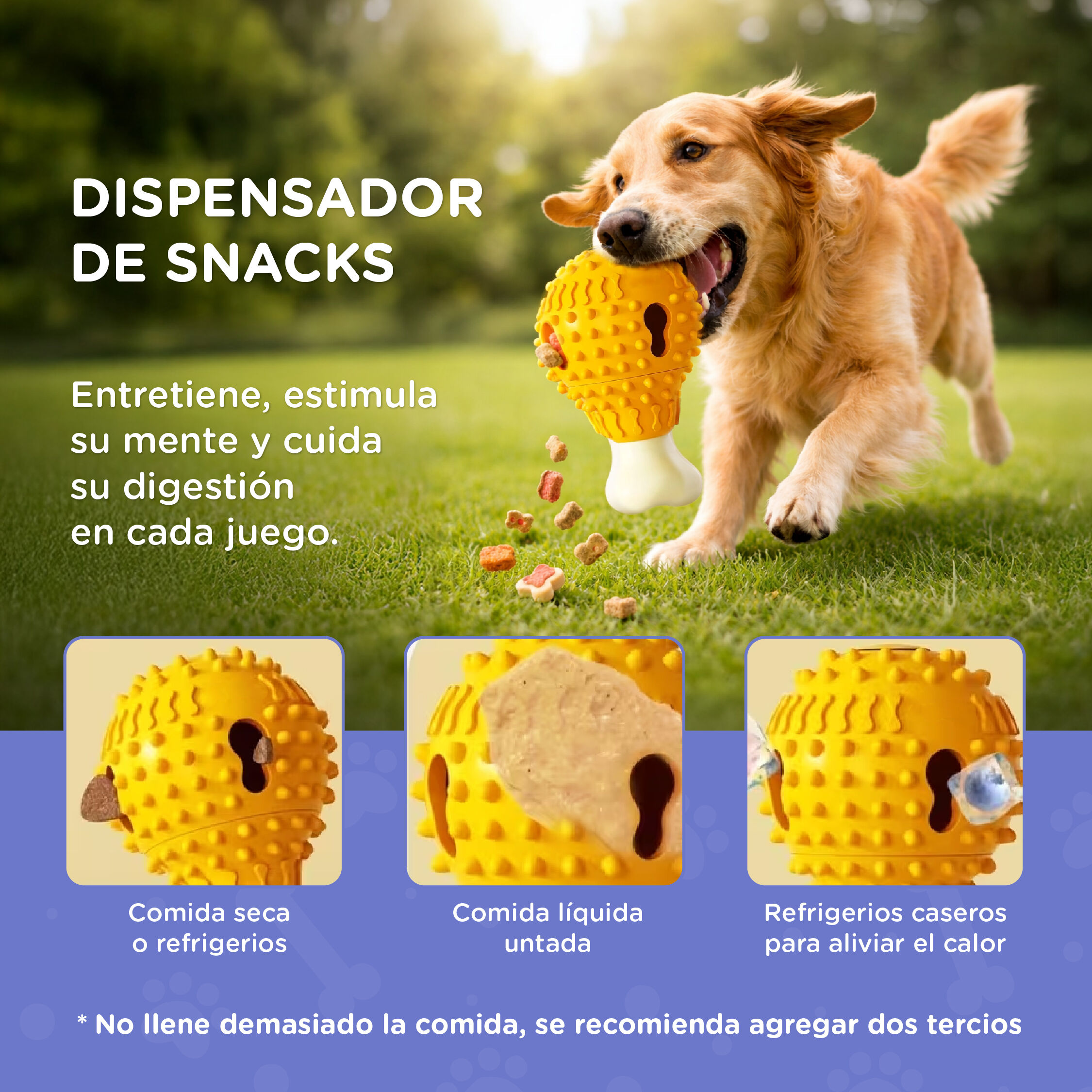 Juguete interactivo para perros con dispensador de premios TheKingPet &ndash; Mordedor resistente de TPR con sonido y texturas dentales, , large Imagen numero 3