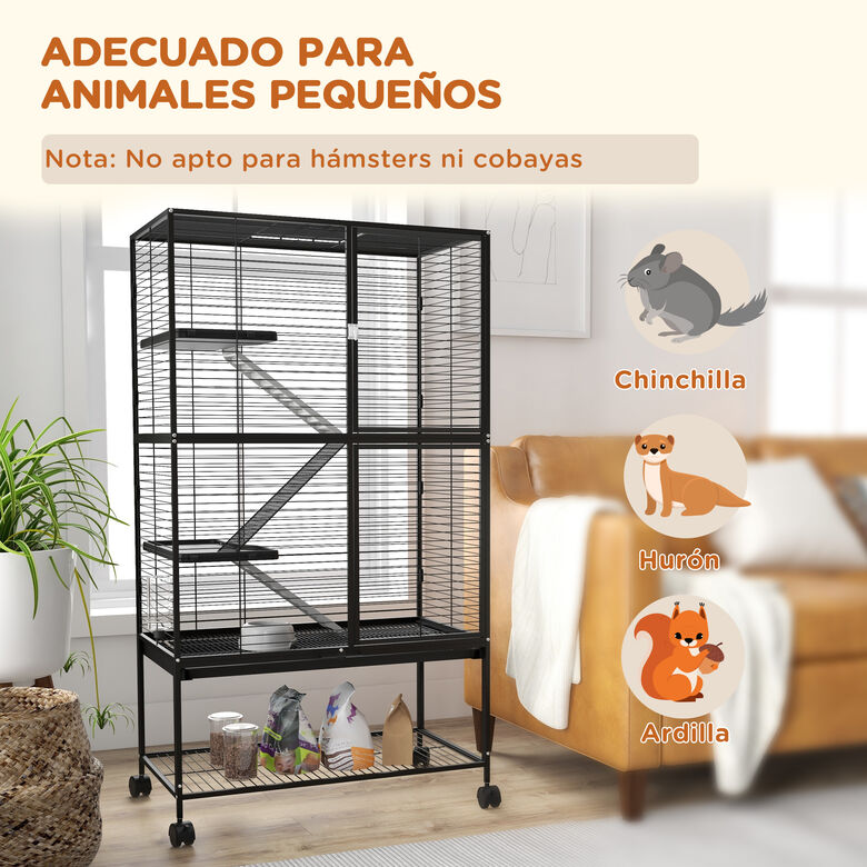 PawHut Jaula De Niveles con ruedas para chinchillas thumbnail