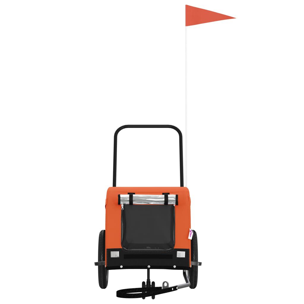 vidaXL Remolque de bicicleta mascotas hierro tela Oxford naranja negro, , large Imagen numero 3