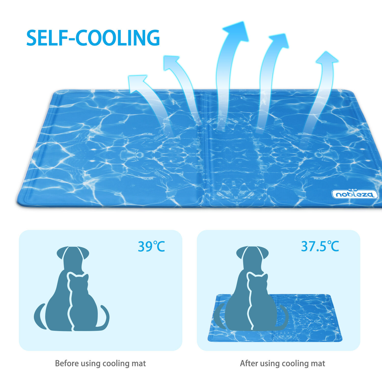 Nobleza - Alfombrilla refrescante para mascotas grandes. Auto refrigerante No t&oacute;xico. Ideal para para perros, gatos en verano. 65 * 50 cm, color azul M, , large Imagen numero 4