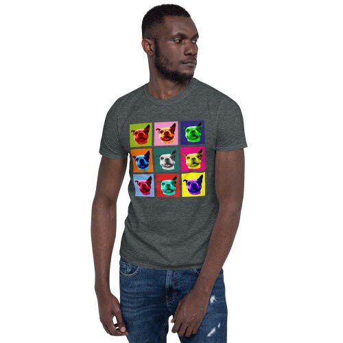 Mascochula camiseta hombre warhol personalizada con tu mascota gris oscuro thumbnail