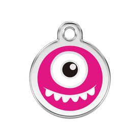 Red Dingo Placa identificativa Monstruo Rosa Acero Inoxidable para perros