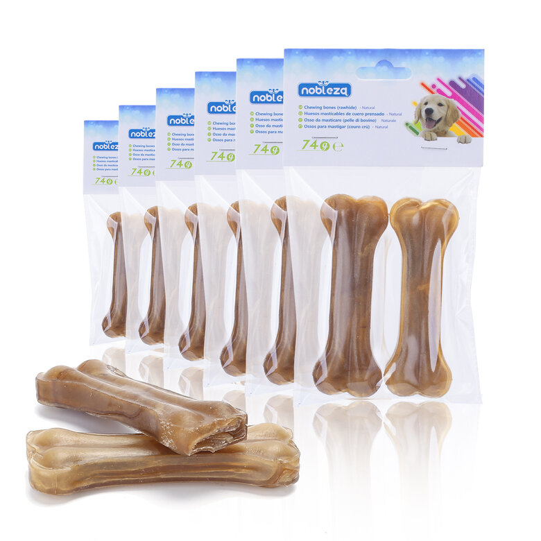 Nobleza - Hueso Prensado para Perros 24PCS (10cm) Fortalecedor de Dientes Stick Dental Dog Snack, Hueso de Nudillos de Cuero Crudo, Hueso para morder, 4 Inches